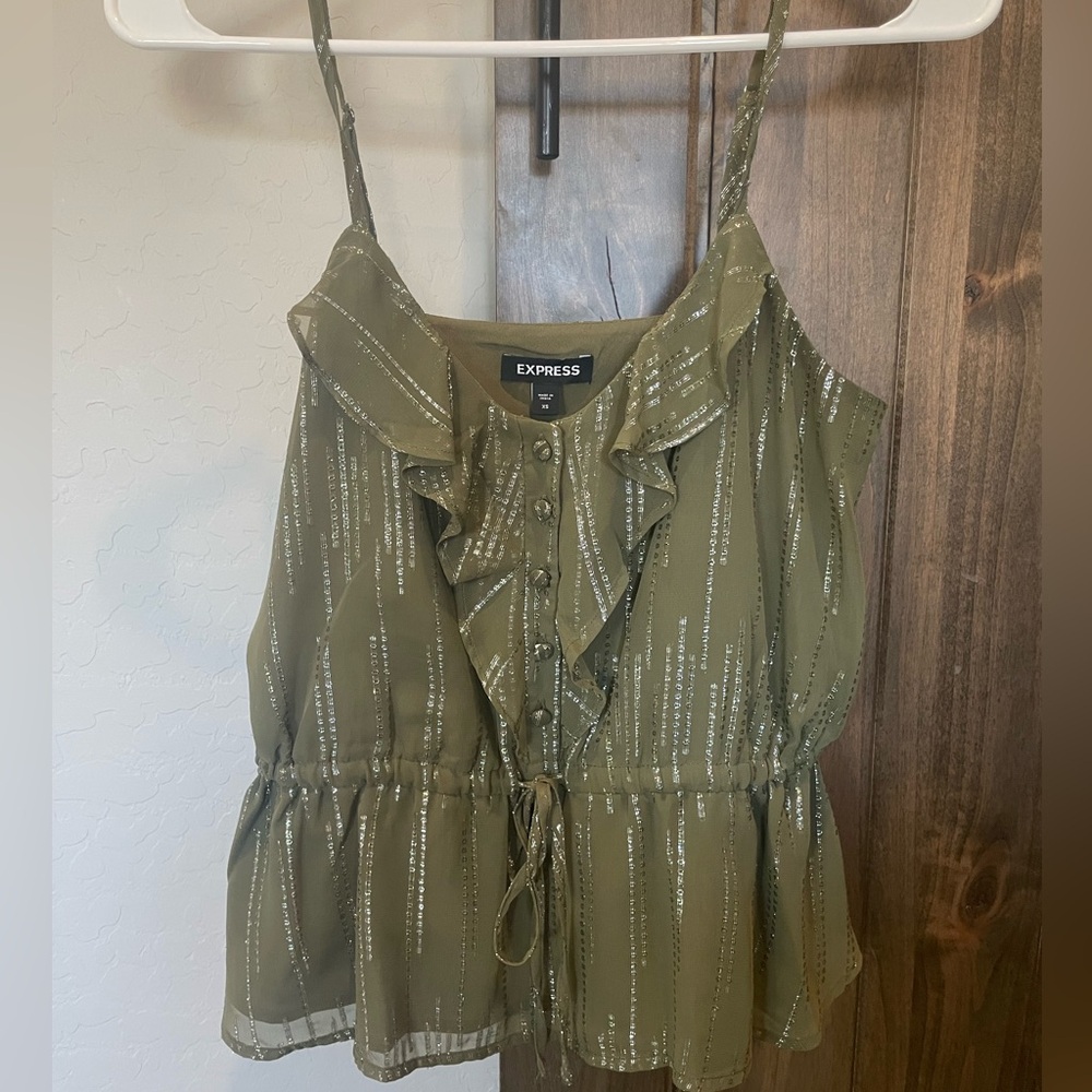 Express Ruffle Button Up Peplum Cami